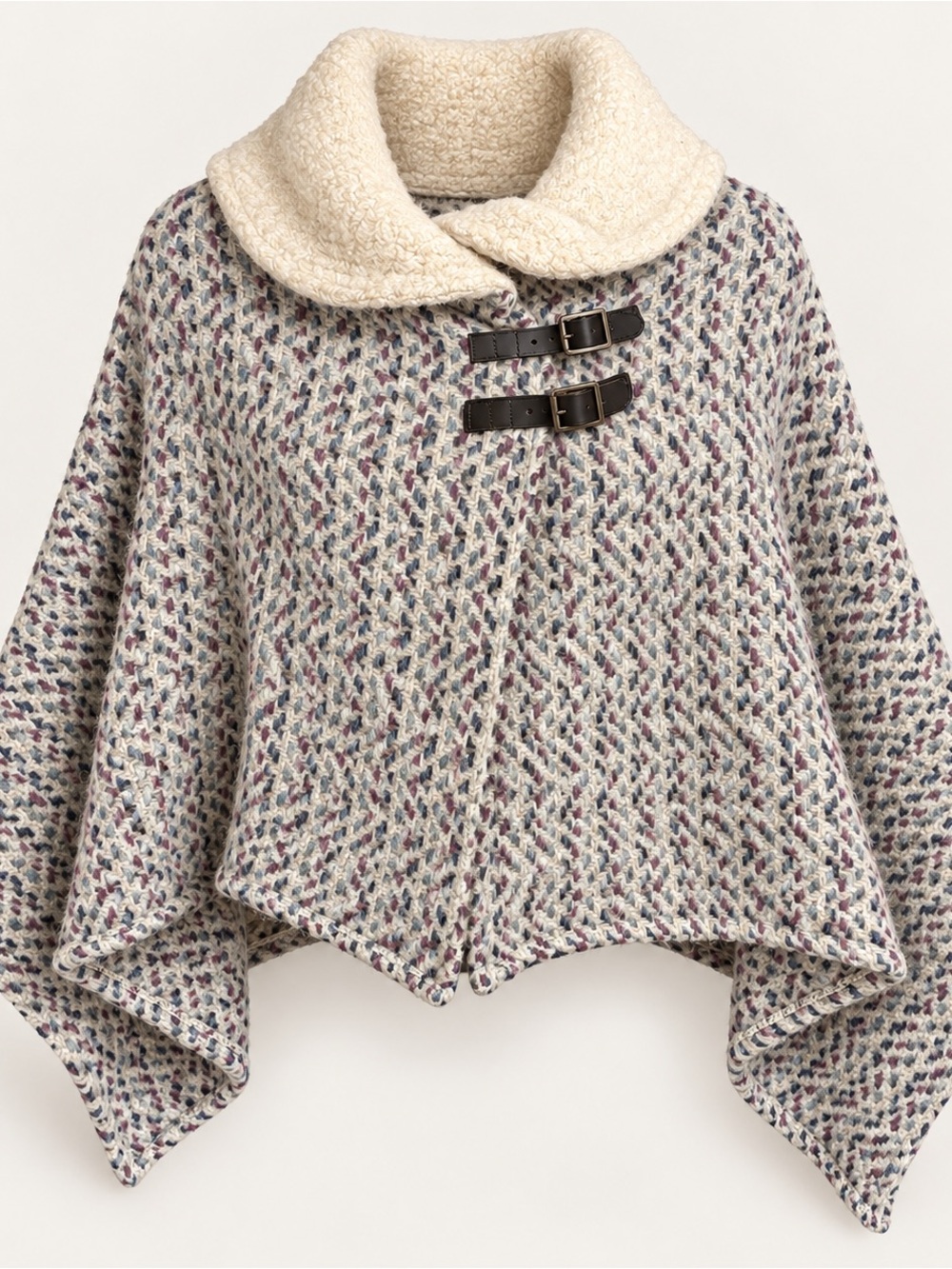 John Branigan Irish Wool Alpaca Poncho Cape Leather Buckles Made in Ireland